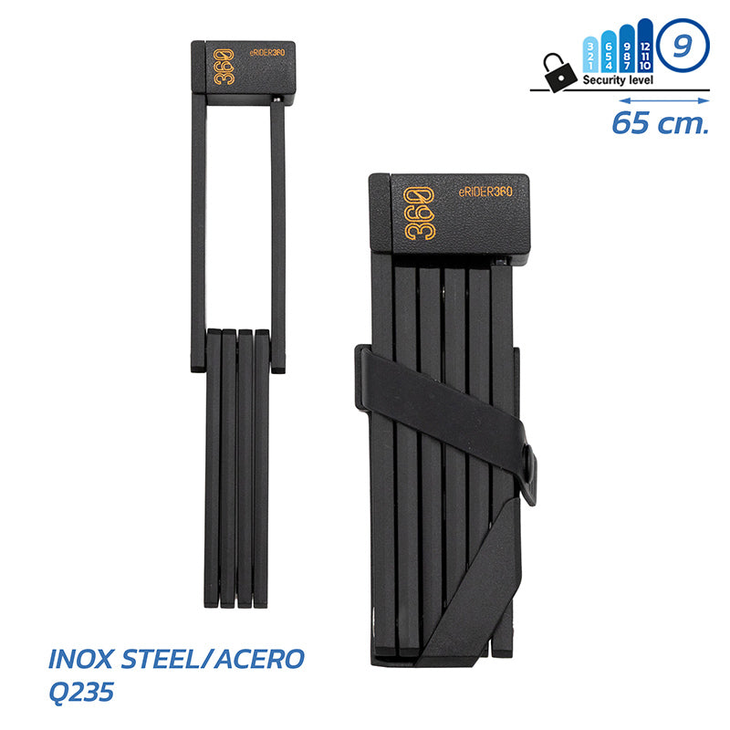 Antivol pliant à lamelles eRider360 LCK-009 avec clés
