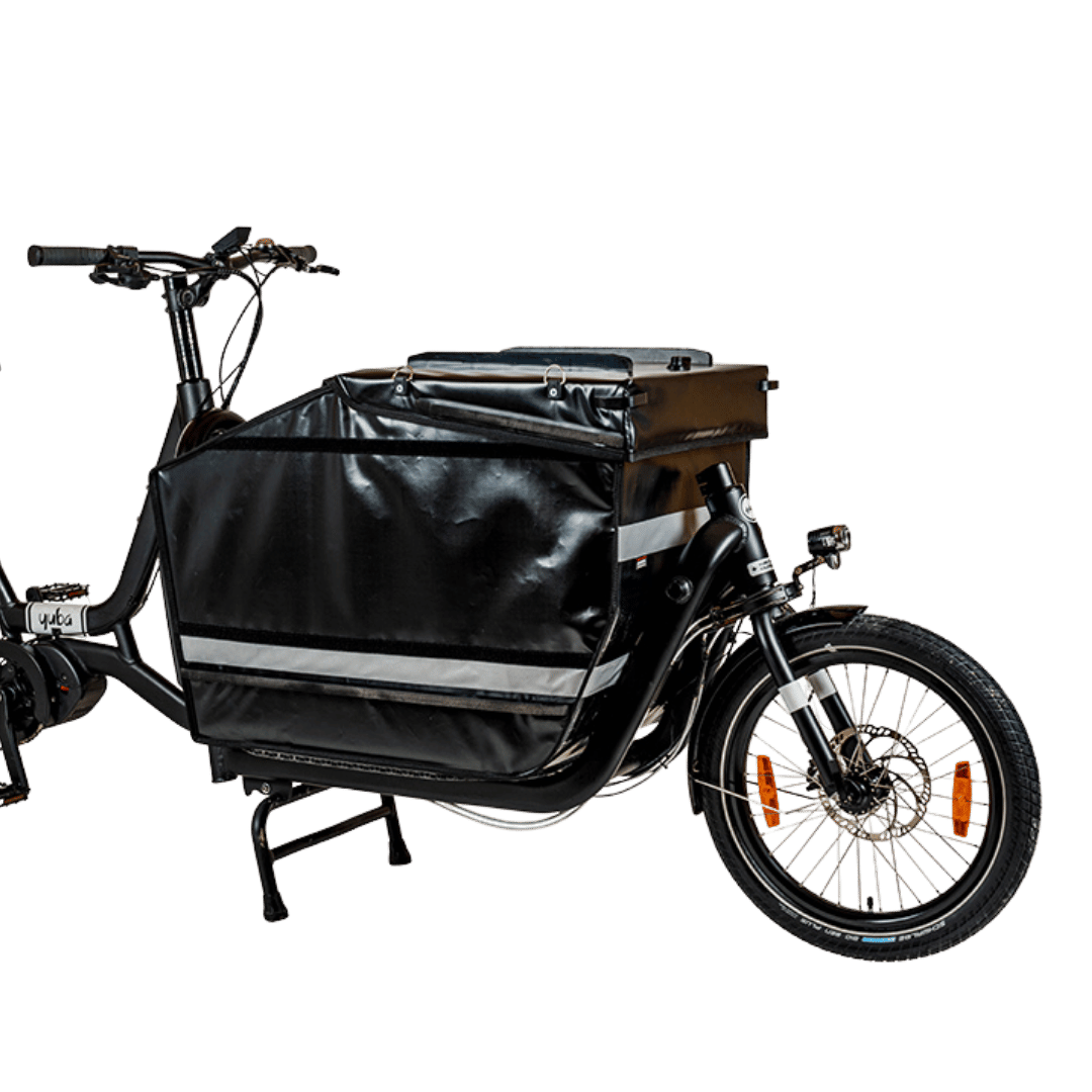 Box vélo cargo pro Yuba 200 L verrouillable, montée sur Supercargo CL