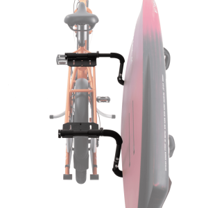 Porte-planche de surf vélo Yuba Boards Mate avec une planche sur le côté du longtail